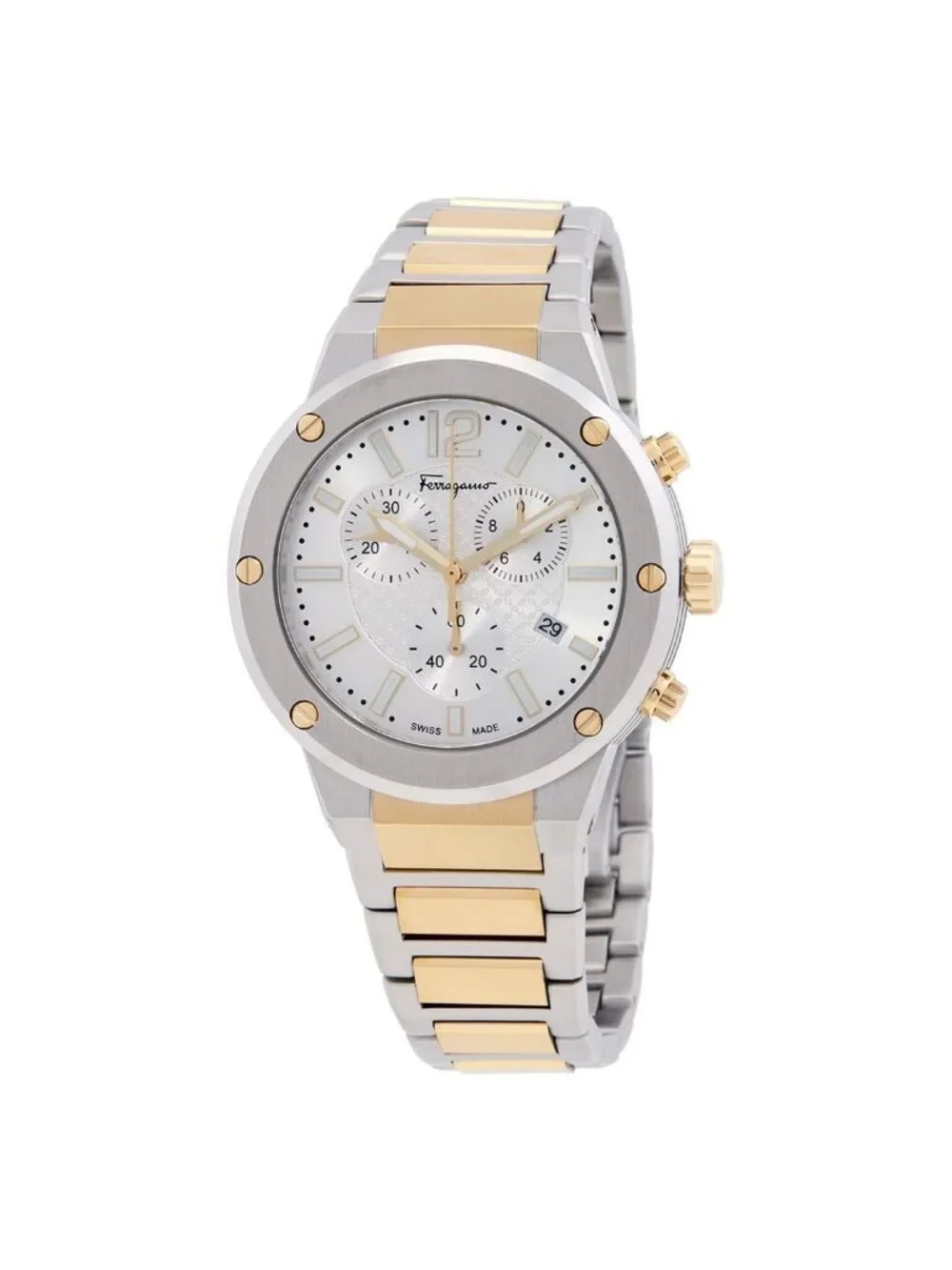 NWT Ferragamo F-80 Chronograph Quartz White Dial Men's Watch